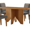 Ver imagem 6 de Mesa de Jantar Evora 120cm Mdf Canto Copo e com 4 Cadeiras Athenas