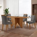 Ver imagem 1 de Mesa de Jantar Evora 120cm Mdf Canto Copo e com 4 Cadeiras Athenas