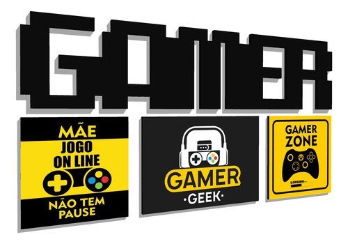 Conjunto Decorativo Placas Games e Letras Gamer - 1
