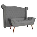 Ver imagem 1 de Conjunto Sienna Cabeceira e Recamier King 195 Cm Suede Cinza - LM DECOR