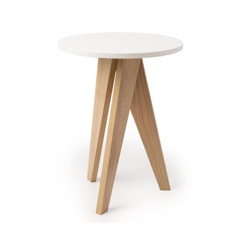 Mesinha Lateral de Canto Estilo Retrô - Branco/carvalho Treviso