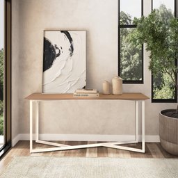 Aparador Diadema em Aço Carbono Dourado Laca Fendi + Vidro - 3