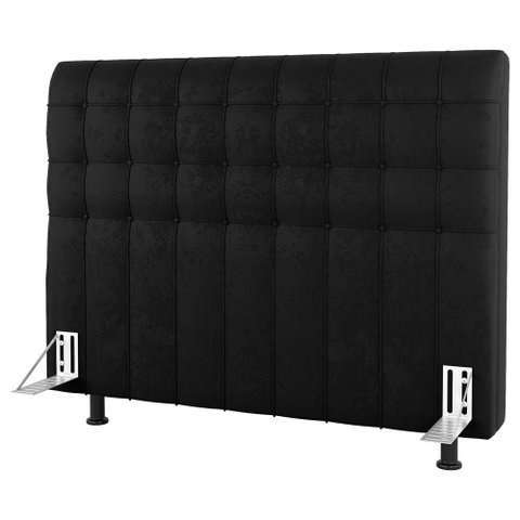 Cabeceira Cama Box Casal Queen Size Dahlia 160cm com Frame Suede Preto - Desk Design