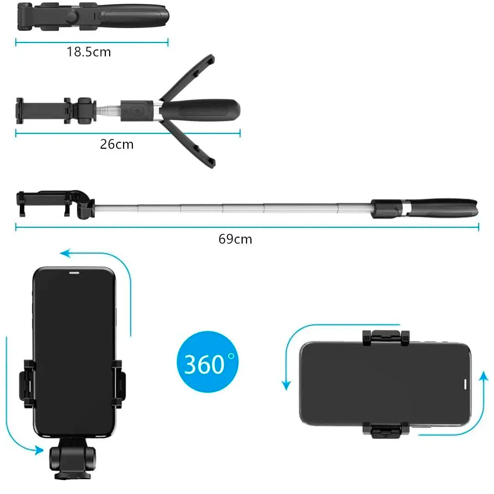 Bastão Pau de Selfie Bluetooth Xt-02 Retrátil Suporte Tripé - 2