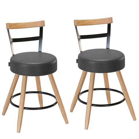 Kit 2 Cadeiras Lakes para Sala de Jantar Pés de Madeira - Preto - 79cm