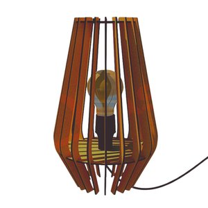 Abajur de Mesa em Mdf - Cor: Marrom