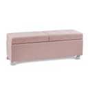 Ver imagem 3 de Recamier com Rodinhas Madri 1,20m Suede Rosa Bebe - Inova Decorações