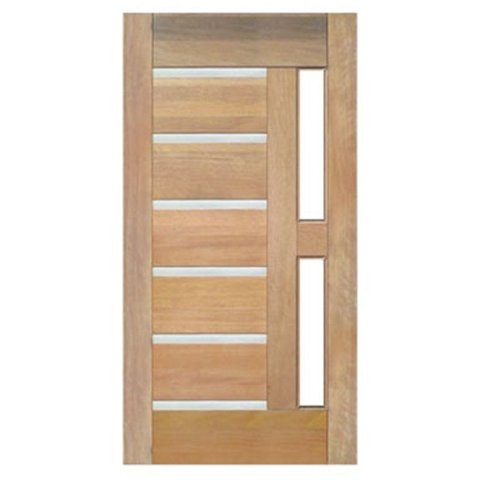 Porta de Madeira Maciça Bbb com Frisos Metálicos para Vidro Casmavi de Cedro Arana - 2.10 (A) X 1.12