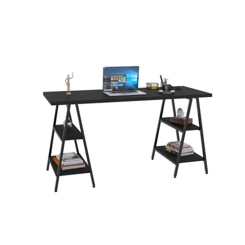 Mesa Cavalete 150X60X75Cm Preto Ônix/Est.Preta