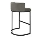 Ver imagem 2 de Banqueta Alta Estofada Estrutura Aço Carbono Belly Ii Base Preto 75cm Suede Bege
