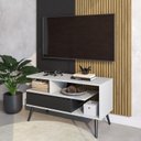 Ver imagem 5 de Rack Aparador Estante para Tv 55 Polegadas com Porta Nicho Prateleira Pés Palito Retro