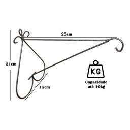 2 Suportes Parede 25cm P/ Pendurar Plantas Pendente Coração - 2