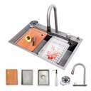 Ver imagem 1 de Cuba Cozinha Cascata Gourmet Escovado C/torneira e Lava Copo