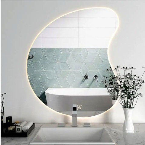 Espelho Led Orgânico Iluminação Botão Touch Screen 71x59