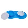 Comedor Pote para Ração Agua Tigela Duplo Cachorro Gato Silicone Cor:azul - 1