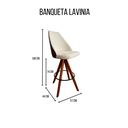 Ver imagem 4 de Banqueta Lavínia Giratória Revestida em Tecido Linho Bege C/ Detalhe Courino Marrom Personal Decor