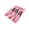 Kit Jogo Talheres Faqueiro Completo 25 Peças Aço Inox Com Gaveteiro Rosa - 1