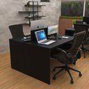 Ver imagem 1 de Estação de Trabalho Mesa Plataforma Escritório 1200x600 2 Lugares Netmobil - Preto