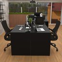 Ver imagem 2 de Estação de Trabalho Mesa Plataforma Escritório 1200x600 2 Lugares Netmobil - Preto