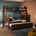 Ver imagem 1 de Treliche com Cama de Casal Castanho Escuro C/ Cama Auxiliar 3 Gavetas Madeira Pinus - Saraiva 104.01