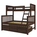 Ver imagem 3 de Treliche com Cama de Casal Castanho Escuro C/ Cama Auxiliar 3 Gavetas Madeira Pinus - Saraiva 104.01