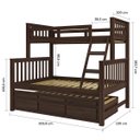 Ver imagem 2 de Treliche com Cama de Casal Castanho Escuro C/ Cama Auxiliar 3 Gavetas Madeira Pinus - Saraiva 104.01