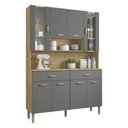 Ver imagem 7 de Armário de Cozinha Compacta 8 Portas 2 Gavetas Paris - Freijó/gris