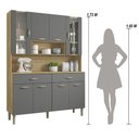 Ver imagem 4 de Armário de Cozinha Compacta 8 Portas 2 Gavetas Paris - Freijó/gris