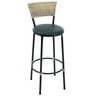 Kit 2 Banquetas Banco Alto Encosto Fibra Sintetica Junco Vime Cozinha Bares Preto - 2