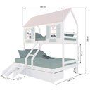 Ver imagem 4 de Beliche Casal/ Solteiro Casinha Bela 02 Gavetas Kit Escada/escorregador - Madeira Maciça Branco/