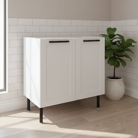 Balcão sem Tampo para Cozinha 2 Portas e 1 Prateleira 80cm MDF Grazi Branco