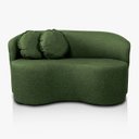 Ver imagem 2 de Sofá Orgânico Curvo 2 Lugares para Sala e Escritório Linho Olive