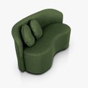 Ver imagem 3 de Sofá Orgânico Curvo 2 Lugares para Sala e Escritório Linho Olive