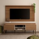 Ver imagem 1 de Rack com Painel para Tv até 60 Polegadas 164cmx180cm em Madeira Maciç Marrom Cinamomo/Off White