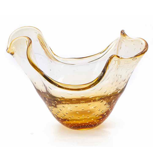 Centro de Mesa / Champanheira em Cristal de Murano Âmbar Cristais São Marcos