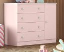 Ver imagem 1 de Cômoda Infantil Doce Sonho - 4 Gavetas com Sapateira Rosa Acetinado