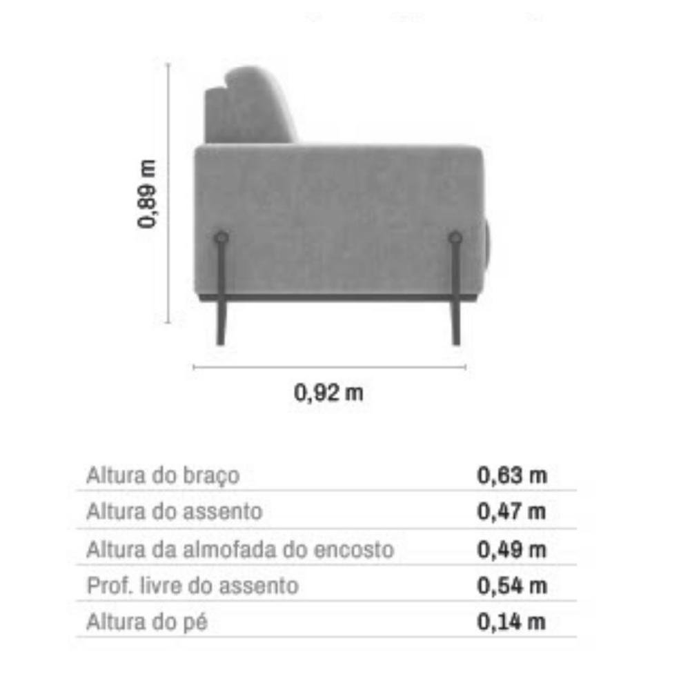 Kit Sofá Tiene 2,32m + Poltrona Tiene 1,16m - Linho Cinza - Molas Espirais Larbelle Móveis - 12