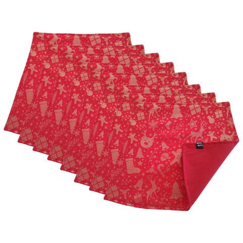 Jogo Americano Luxo Natalino Decoração Natal Dupla Face 8 UN