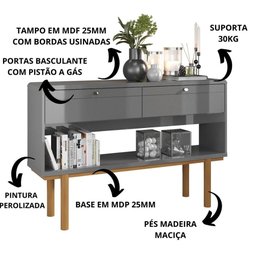Aparador 2 Portas Catar 1.25 Retrô Lukaliam Móveis Cinza Perolizado/Off White Perolizado - 2 Aparador 2 Portas Catar 1.25 Retrô Lukaliam Móveis Cinza Perolizado/Off White Perolizado - 2