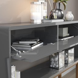 Aparador 2 Portas Catar 1.25 Retrô Lukaliam Móveis Cinza Perolizado/Off White Perolizado - 4 Aparador 2 Portas Catar 1.25 Retrô Lukaliam Móveis Cinza Perolizado/Off White Perolizado - 4