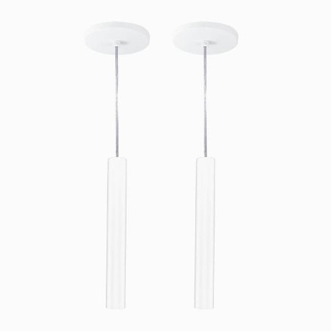 Kit 2 Pendente Tubo Palito Moderno 30cm - Branco