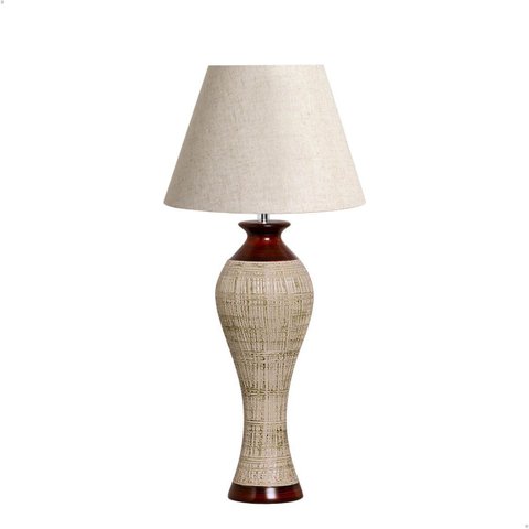 Abajur Grande para Sala Luminária Califórnia Marrom e Palha com Cúpula 68x35 Cm