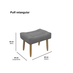 Puff Banqueta Decorativo Pés Madeira - 7