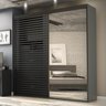 Guarda Roupa Ripado com Espelho Mdf 2 Portas 2,07m Autes Belmax:titânio/preto - 2