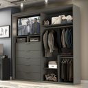 Ver imagem 3 de Guarda Roupa Ripado com Espelho Mdf 2 Portas 2,07m Autes Belmax:titânio/preto