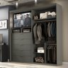 Guarda Roupa Ripado com Espelho Mdf 2 Portas 2,07m Autes Belmax:titânio/preto - 3