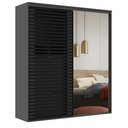 Ver imagem 4 de Guarda Roupa Ripado com Espelho Mdf 2 Portas 2,07m Autes Belmax:titânio/preto