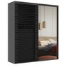 Guarda Roupa Ripado com Espelho Mdf 2 Portas 2,07m Autes Belmax:titânio/preto - 4
