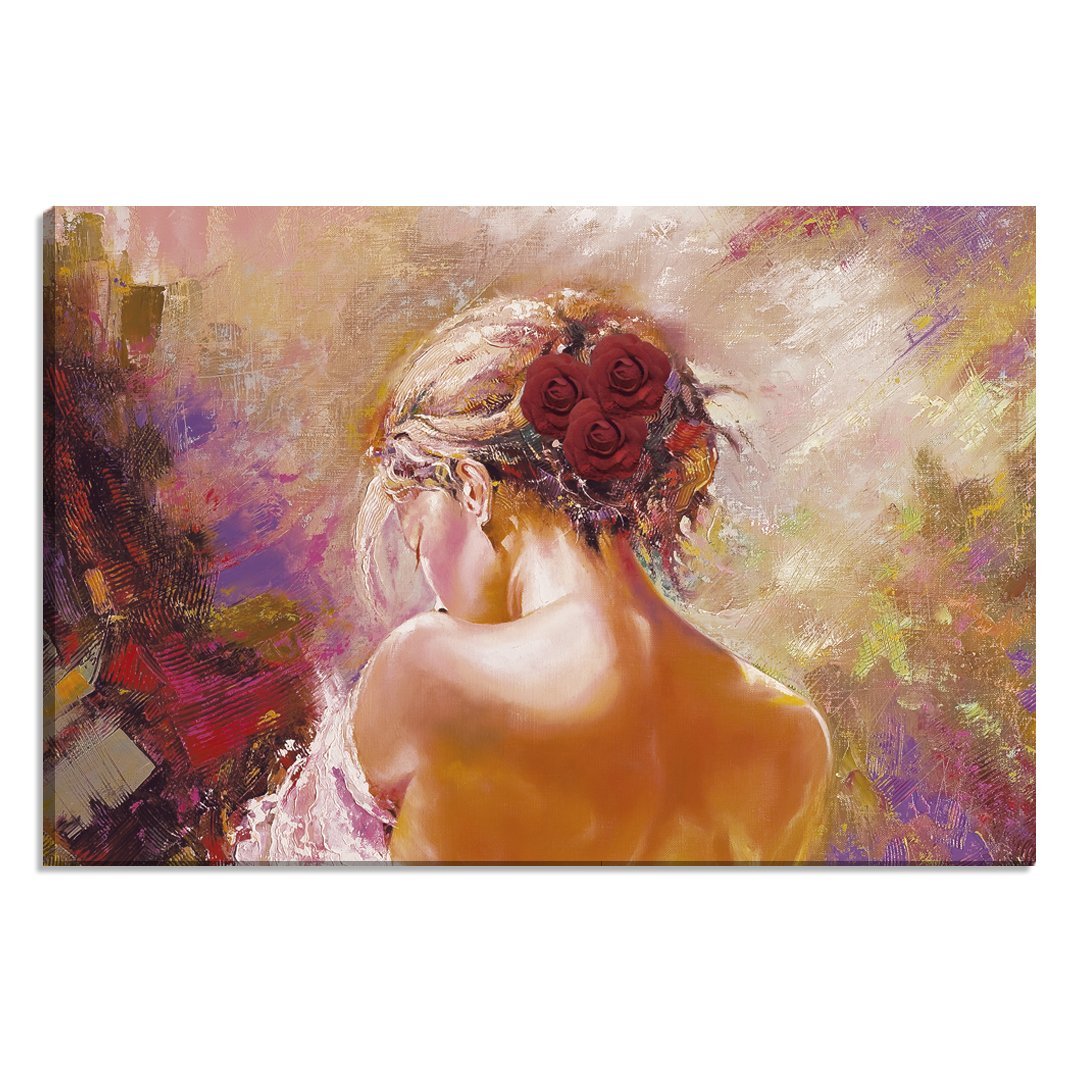 Tela Decorativa Estilo Pintura Mulher com as Costas Expostas - 2