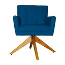 Ver imagem 1 de Poltrona Decorativa Onix Pés Giratório de Madeira Suede Azul Royal - DS Estofados